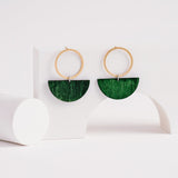 forest green gold brass wood earrings by linda marek from have you met charlie a gift shop with Australian unique handmade gifts in Adelaide South Australia