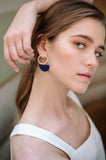 indigo blue gold brass wood earrings by linda marek from have you met charlie a gift shop with Australian unique handmade gifts in Adelaide South Australia