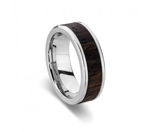 Stainless Steel Men's Ring - Wood Ring with Steel Edging, sold at Have You Met Charlie?, a unique gift store in Adelaide, South Australia.