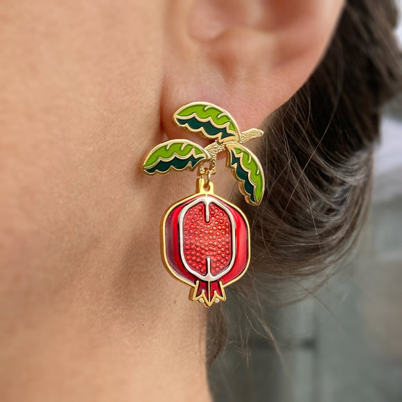 Amar and Riley Pomegranate earrings at Have You Met Charlie in Adelaide, Australia. Quirky handmade design 
