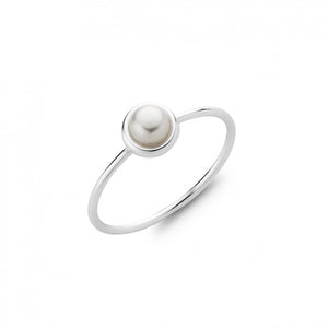 Sterling Silver Stacker Ring - Pearl*