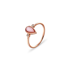 Rose Gold plated Sterling silver ring with elegant Mother of Pearl and Cubic Zirconia setting from unique gift shop have you met charlie in adelaide south australia