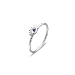 Sterling Silver stacker ring with tiny blue stone set inside an all seeing eye. from have you met charlie unique gift shop in adelaide south australia