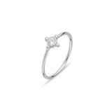 Sterling Silver Stacker Ring - CZ Ring with Ball Detail