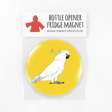 Cockatoo animal red parka bottle opener magnets from have you met charlie a gift shop with handmade australian gifts in adelaide south australia