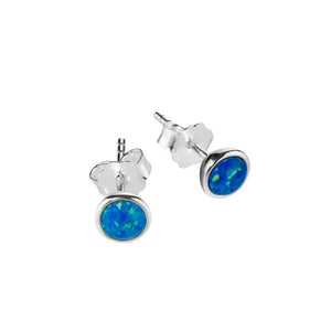 simple sterling silver studs with blue, green or white opalite opal setting  from australian gift shop have you met charlie in adelaide south australia
