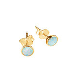Simple Gold Plated Sterling Silver studs with gorgeous opalite (opal-look) setting fom Have You Met Charlie? a unique gift shop in Adelaide, South Australia