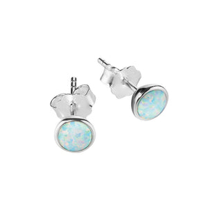 simple sterling silver studs with blue, green or white opalite opal setting  from australian gift shop have you met charlie in adelaide south australia