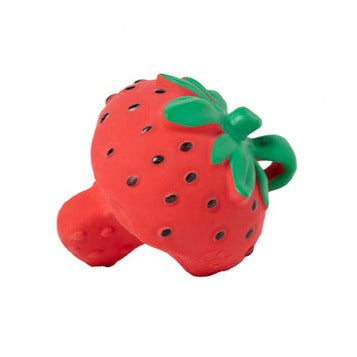 Oli & Carol - Sweetie the Strawberry mini teether, sold at have you met charlie? a unique gift shop in adelaide, south australia.