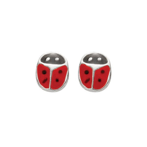 tiny sterling silvery lady bug stud earrings in pink or red from have you met charlie in adelaide south australia