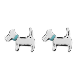 sterling silver dog studs with blue collar detail from unique gift shop have you met charlie in adelaide south australia