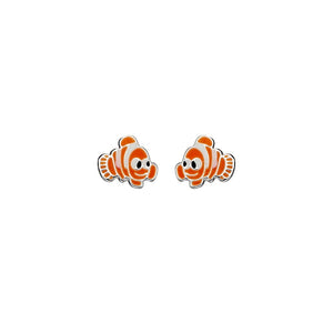 sterling silver studs in bright orange and white striped clown fish design from australian gift shop have you met charlie in adelaide south australia