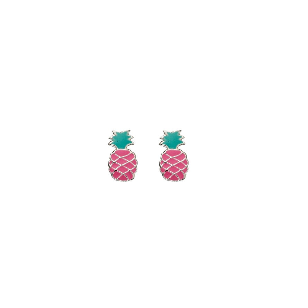 cute and simple sterling silver studs in pink and green pineapple design from unique gift shop have you met charlie in adelaide south australia