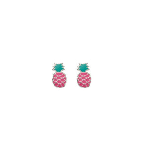cute and simple sterling silver studs in pink and green pineapple design from unique gift shop have you met charlie in adelaide south australia