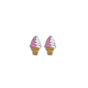 Cute Sterling Silver ice-cream cone studs with strawberry & vanilla swirl from unique gift shop have you met charlie in adelaide south australia
