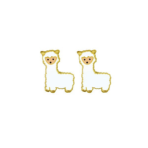 gold plated sterling silver adorable llama alpaca studs from unique gift shop have you met charlie in adelaide south australia
