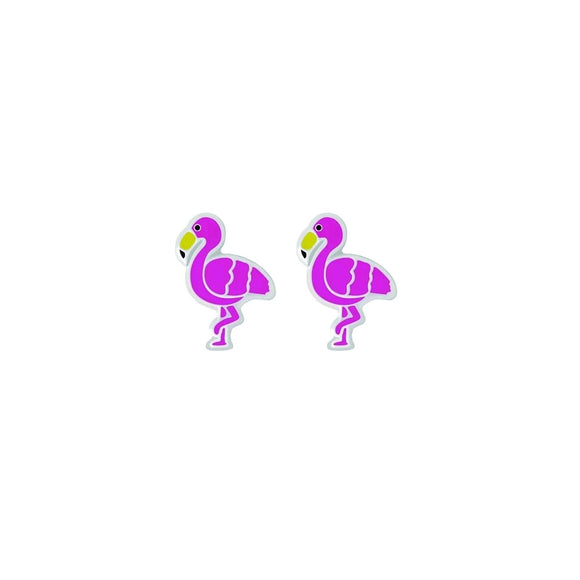 bright pink flamingo tiny sterling silver studs from unique gift shop have you met charlie in adelaide south australia