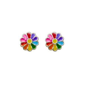 Sterling silver rainbow flower studs from have you met charlie, a unique and quirky gift shop in adelaide south australia